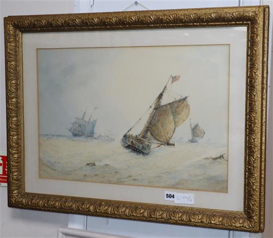 Frederick James Aldridge, watercolour, Up Channel, signed, 36 x 54cm